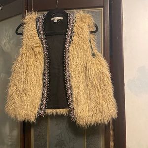 Zara faux fur and beading trim vest